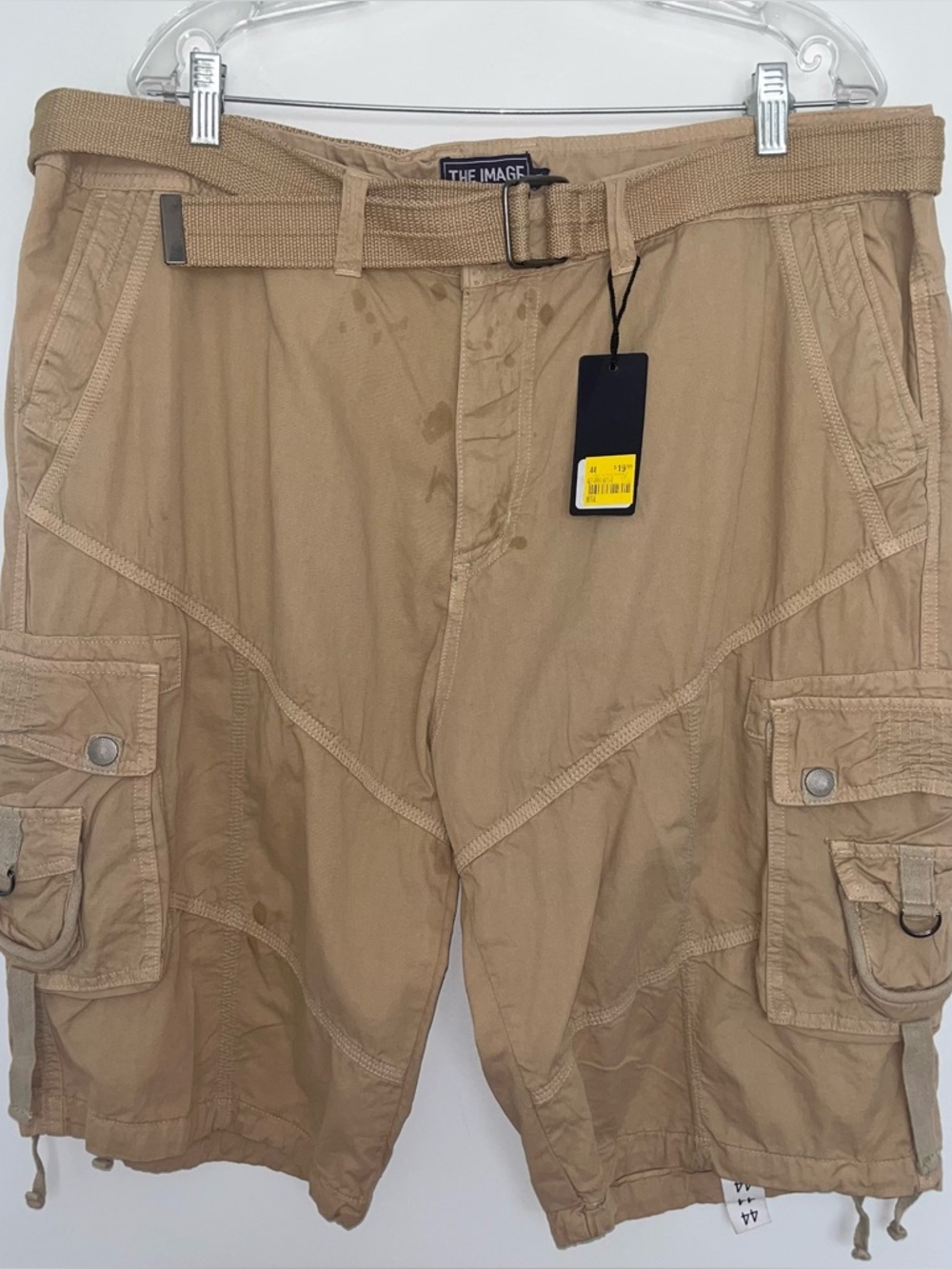 Men's Tan Cargo Shorts with Belt